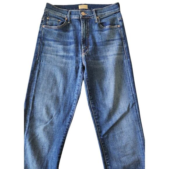 MOTHER Jeans Denim The Insider Crop Step‎ Fray High Rise Blue Wash Pants Sz 27 - Picture 6 of 11